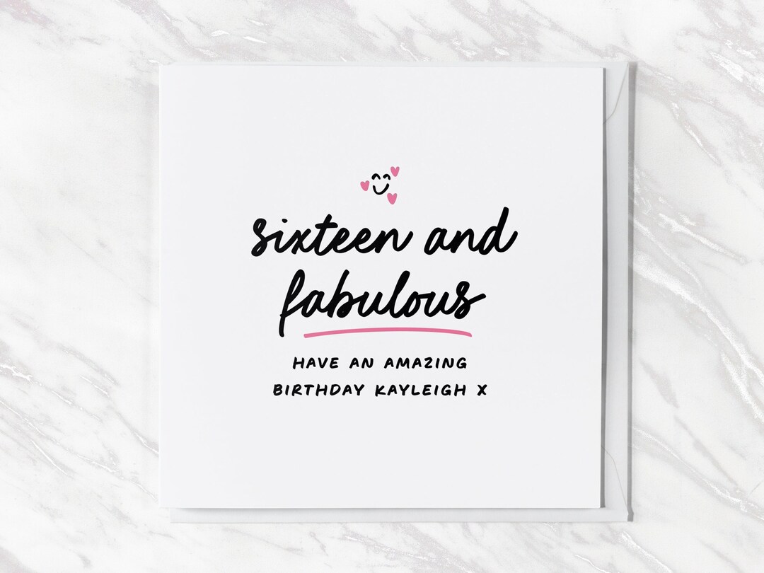 Sixteen and Fabulous 16th Birthday Card Happy Sixteenth Cute 16th Card ...