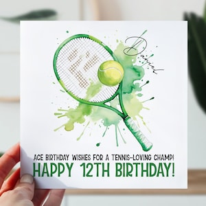 d'anniversaire de tennis de table | Carte d'anniversaire pour amateur de sport pour fils, petit-fils, neveu | Carte de tennis de tout âge | Carte personnalisée raquette de tennis pour lui