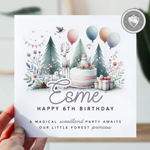 Carte pour 6e anniversaire pour fille, petite-fille, nièce, fille | Carte d'anniversaire pour petite fille | Animal mignon | Carte pour 6 ans