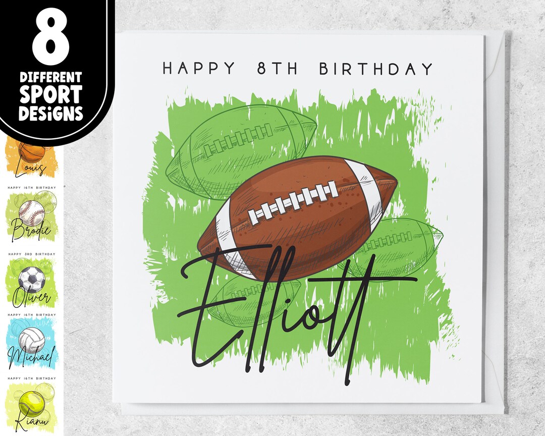 Biglietto Di Auguri Di Compleanno NFL Football Americano - 15x15 Cm Con Busta, Stampato In Inghilterra
