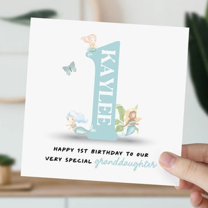 Carte 1er anniversaire pour petite fille, fille, nièce, petite-fille | Carte mignonne de sirène | Carte mythique personnalisée de quatre ans pour elle