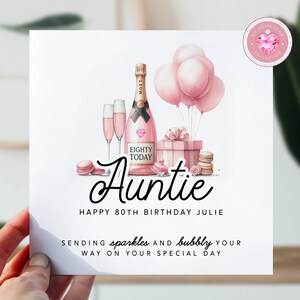 80e carte d'anniversaire pour tante | Carte d'anniversaire pour elle | 80 cartes pour tante, tante, tante | Carte d'anniversaire pour les 80 ans | Joli cadeau champagne 80e