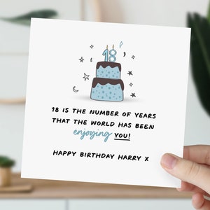 Carte 18e anniversaire pour lui | Carte de voeux de 18 ans pour fils, petit-fils, neveu, frère | Carte d'anniversaire de dix-huit ans pour garçon | Jolie carte jalon