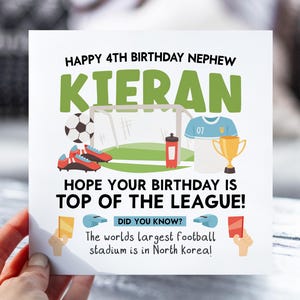 4th Birthday Card for Boys | Football Birthday Card for Son, Grandson, Brother, Nephew | Kids Soccer Name Card | 4 Year Old Footie Gift