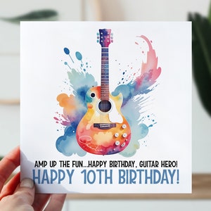 carte d'anniversaire de guitare | Carte guitare électrique pour fils, fille, nièce, neveu, petit-fils, petite-fille | Carte pour instrument de musique tout âge