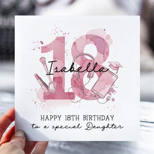 Carte d'anniversaire personnalisée pour 18 ans | 18ème carte pour fille, fille, petite-fille, nièce, soeur | Carte d'anniversaire pour elle | Joyeux 18e anniversaire