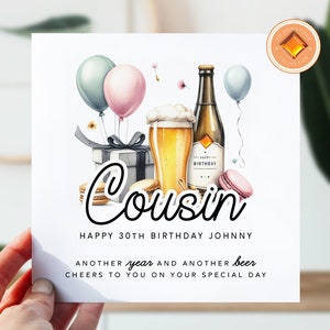 Carte 30e anniversaire pour cousin | Carte d'anniversaire pour lui | 30 cartes pour cousin | Carte d'anniversaire pour le 30e | 30e bouteille de bière en cadeau pour cousin