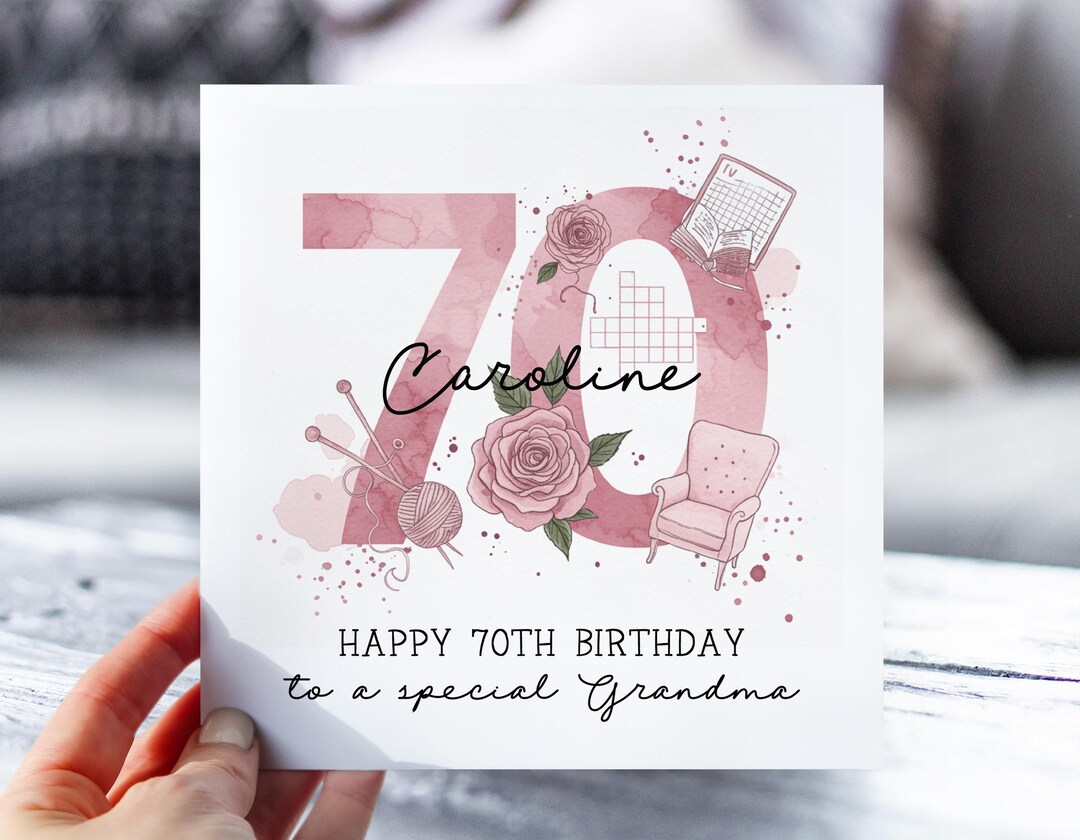 Personalised 70th Birthday Card | 70th Card for Wife, Grandma, Auntie ...
