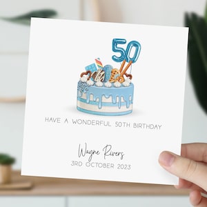 50e anniversaire | carte postale pour 50 ans | carte de voeux | Cadeau | Cinquante | Carte d'anniversaire personnalisée pour frère, papa, père, oncle, grand-père