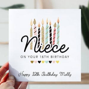 Carte d'anniversaire de nièce | Carte d'anniversaire jalon pour nièce | Jolie carte pour elle | bougie de joyeux anniversaire de tout âge | Cadeau souvenir nièce