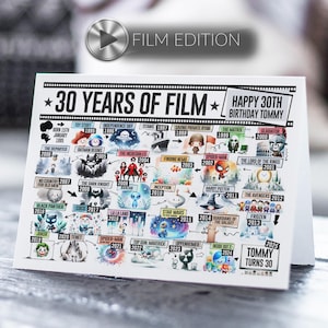 Carte 30e anniversaire édition film | Né en 1995 | 30 ans de cinéma | Carte d'anniversaire importante pour lui, fils, frère, neveu, mari, petit-fils