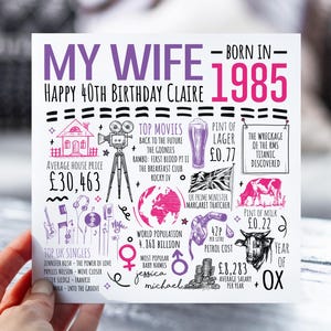 Carte 40e anniversaire pour femme | Né en 1985 Carte postale pour femme, partenaire, amant | Ma quarantième carte de vœux | Carte de 40 ans pour elle | 40e cadeau pour Mme