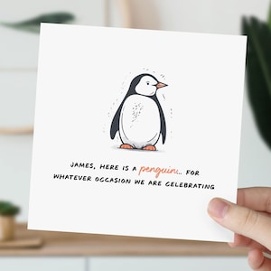 Carte d'anniversaire drôle de pingouin pour le partenaire | Carte de blague pour lui, homme | Carte grossière pour elle | Carte d'anniversaire pour mari, petit ami, meilleure amie, meilleur ami