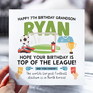 7th Birthday Card for Boys | Football Birthday Card for Son, Grandson, Brother, Nephew | Kids Soccer Name Card | 7 Year Old Footie Gift