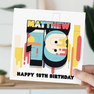 Carte d'anniversaire personnalisée pour 18 ans | Abstrait 18e anniversaire fille, garçon | carte postale pour 18 ans | Carte pour fille, fils, petit-fils, petite-fille