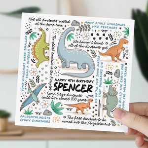 d'anniversaire de 9 ans | Fiche d'informations sur les dinosaures pour fils, petit-fils, neveu, filleul, petit garçon | Cadeau pour amoureux des dinosaures pour enfants | Carte 9e anniversaire