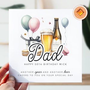 50e carte d'anniversaire pour papa | Carte d'anniversaire pour lui | 50 cartes pour papa, papa, père, papa | Carte d'anniversaire pour les 50 ans | Cadeau 50e bière pour papa