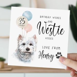 carte d'anniversaire Westie | Joyeux anniversaire du Westie | Amoureux des Westies | carte personnalisée du chien | Carte d'anniversaire personnalisée Westie |