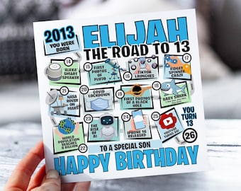 13th Birthday Card For Boy | The Road To 13 Card | Born in 2013 Card For Boy | Card for Son, Nephew, Grandson, Brother | 13 Year Old Card