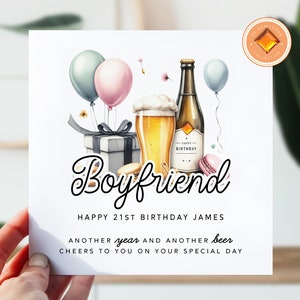 21st Birthday Card For Boyfriend | Birthday Card For Him | 21 Card For Partner, Bf | Birthday Card For 21st | Boyfriend 21st Beer Gift