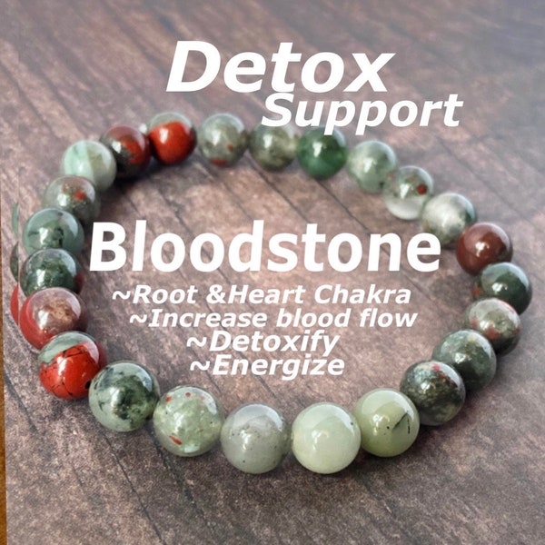 Detox Support,Healing Gemstone Bracelet, Beaded Bracelet | Energy crystals | Circulation | Detoxification |Root & Heart Chakra | Handmade