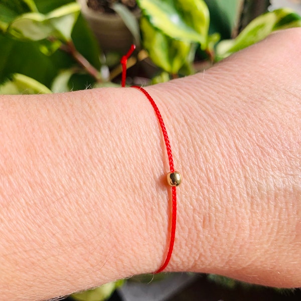 18K Gold | Red String Bracelet | 3mm | Kabbalah Bracelet | Red Silk Thread  | Protection | Wish | Love | Minimal Handmade Bracelet