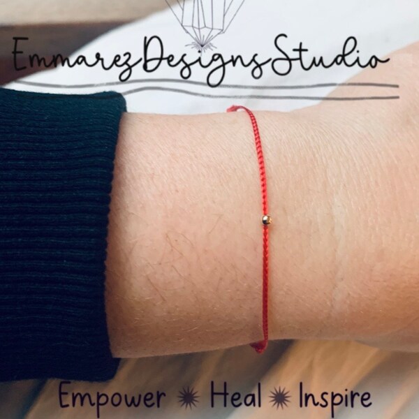 14K Solid Gold | Red Sring Bracelet | 18K Gold | Kabbalah Bracelet | Red Silk Thread | Wish | Protection | Friendship | Minimal Gift for Her