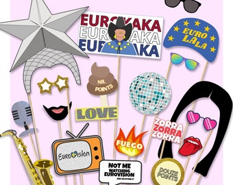 Printable Eurovision 2024 Photo Booth Party Props