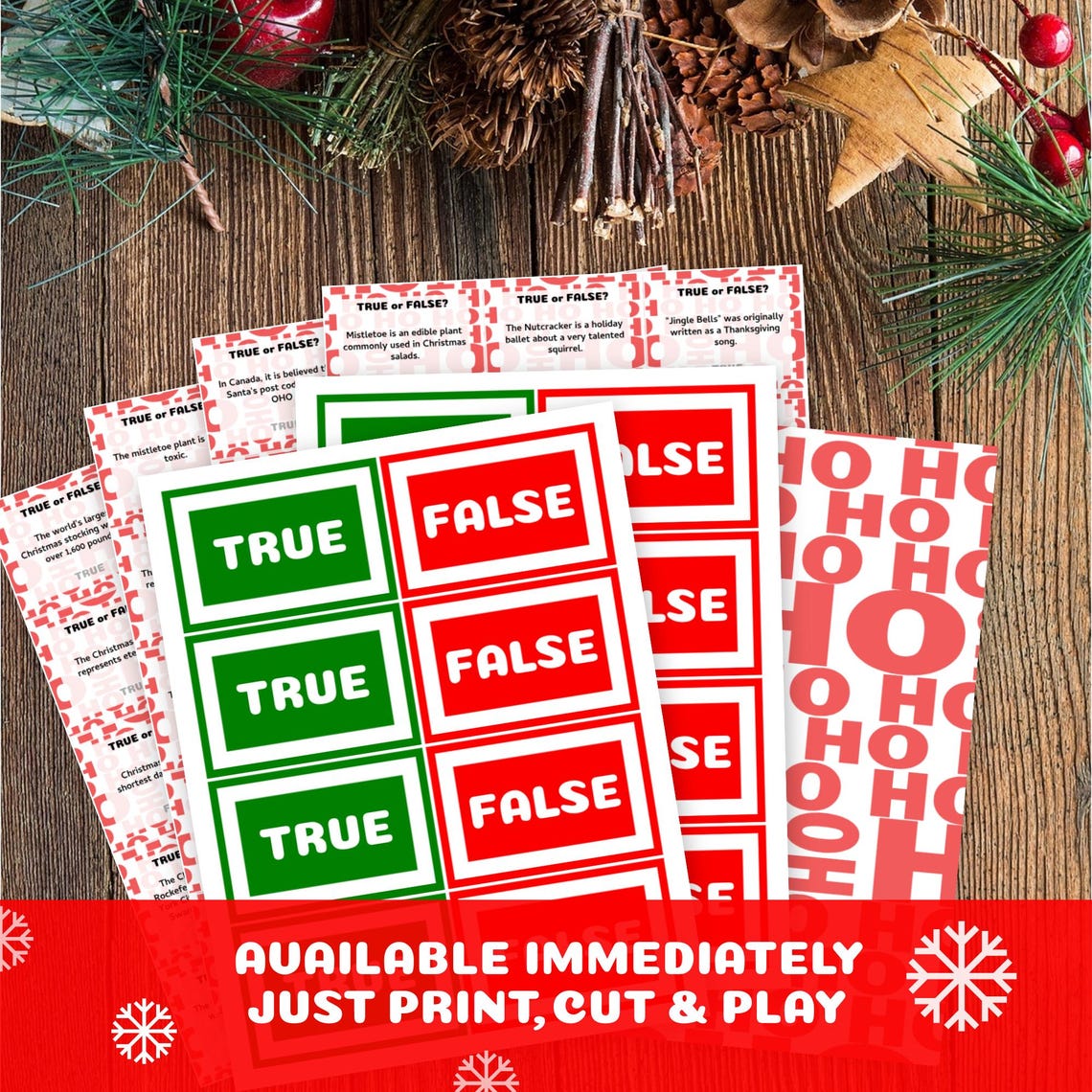 Printable False Signs Printable Christmas True or False Game With 60 Statement Cards: Family ...