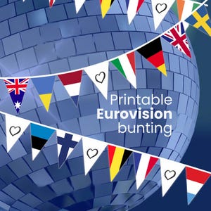 Banderines para la Fiesta de Eurovisión: Banderas imprimibles para todos los países participantes de la edición 2026