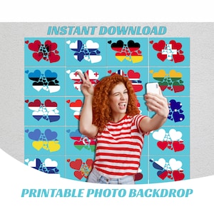 Eurovision Flags Backdrop - Printable DIY Photo Booth Wall for Your Eurovision Party - Selfie Idea