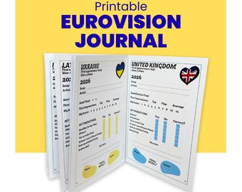 Druckbares 2026 Eurosion Journal, Personal Scorecards und Prediction Sheets