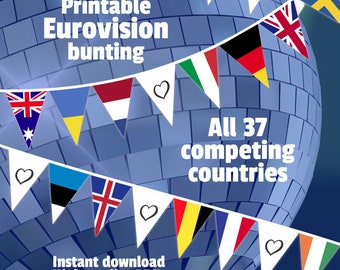 Printable Eurovision Party Bunting - Flags for All 37 Participating Countries