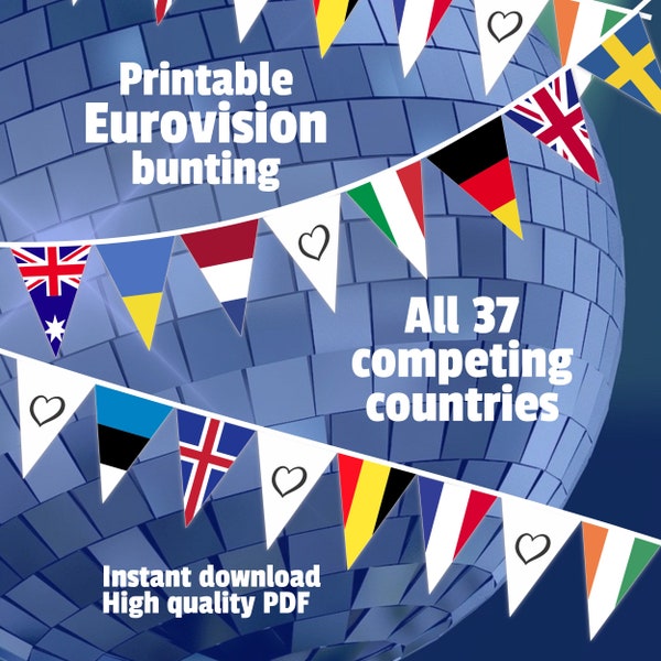 Printable Eurovision Party Bunting - Flags for All 37 Participating Countries