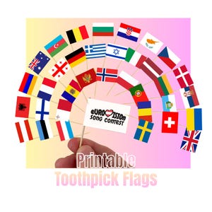 Printable Eurovision 2026 Toothpick Flags and Cupcake Toppers