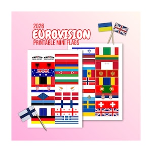 Printable Eurovision 2026 Toothpick Flags and Cupcake Toppers