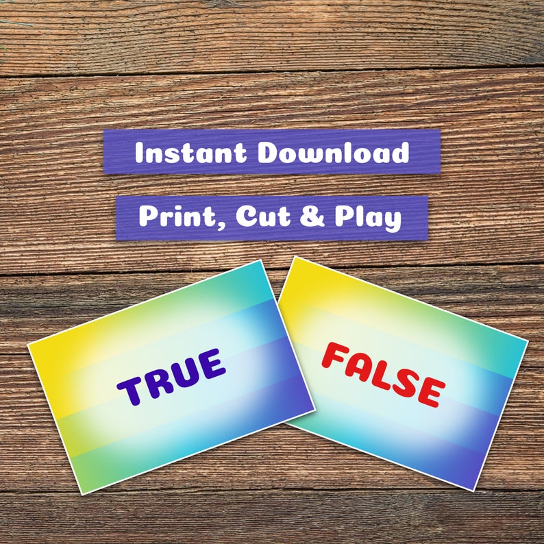 Printable False Signs Eurovision True or False Printable Party Game With 60 Fun and ...