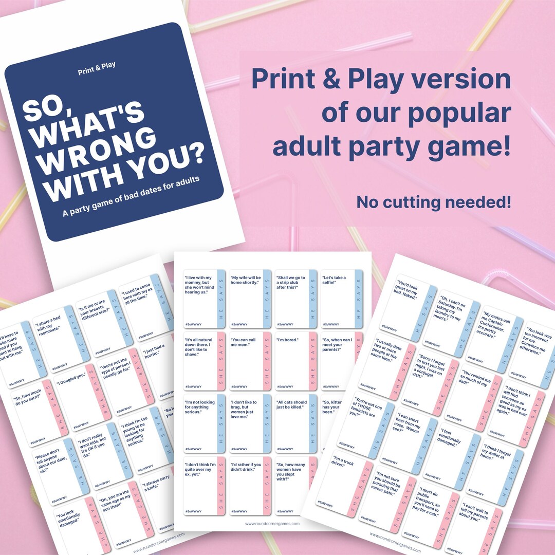 Original Printable Adult Party Game for a Hilarious Game Night In ...