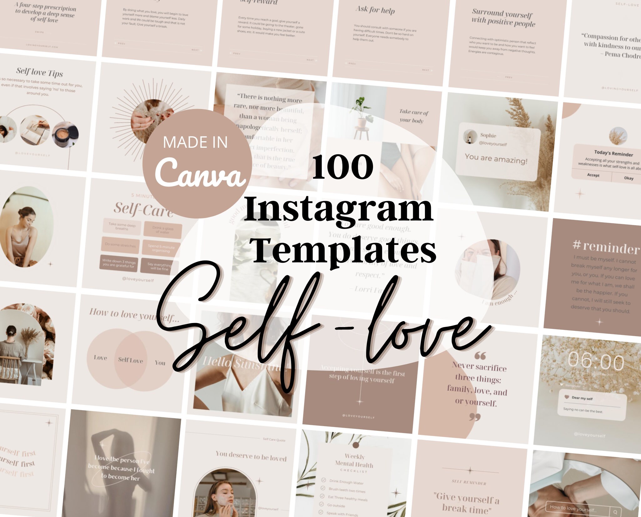 Digital Self Care Instagram Post Template Canva Instagram Templates ...