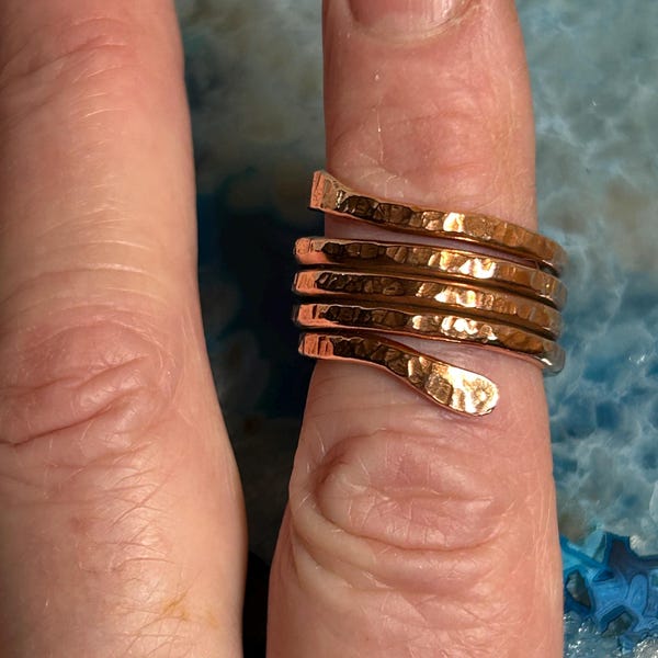 Heavy recycled Copper unique hammered rustic raw unisex organic possible arthritis relief ring