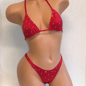 EXOTIC DANCEWEAR - Red 2pc Thong style