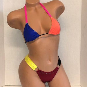 EXOTIC DANCEWEAR - Chaos Colered 2pc Thong style