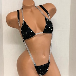Exotic Dancewear- Elegant Black Sling Shot