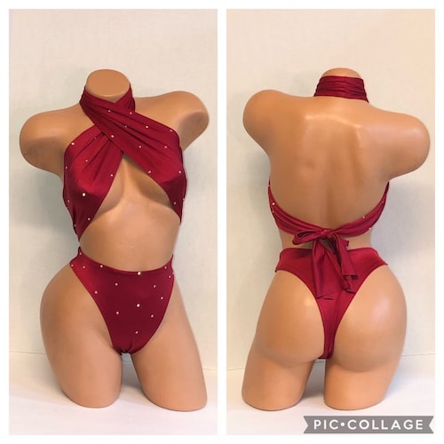 EXOTIC DANCEWEAR Black and Red Harness With Chains Etsy