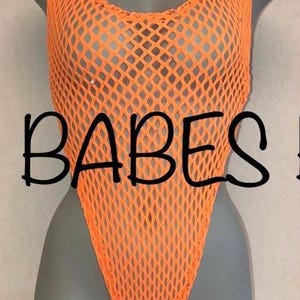 EXOTIC DANCEWEAR- Orange Fish Net 1 pc.