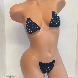EXOTIC DANCEWEAR Tri-top noir avec string assorti