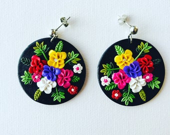 Handmade Polymer clay Bouquet earrings