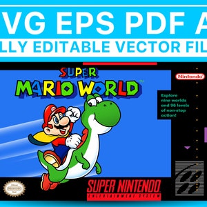 Super Mario World Vector File: SNES Cover Art (Digital Download)
