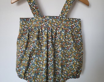 Ditsy Floral Romper//Bubble romper, Autumnal ditsy floral, Baby girl romper, Toddler romper, Handmade