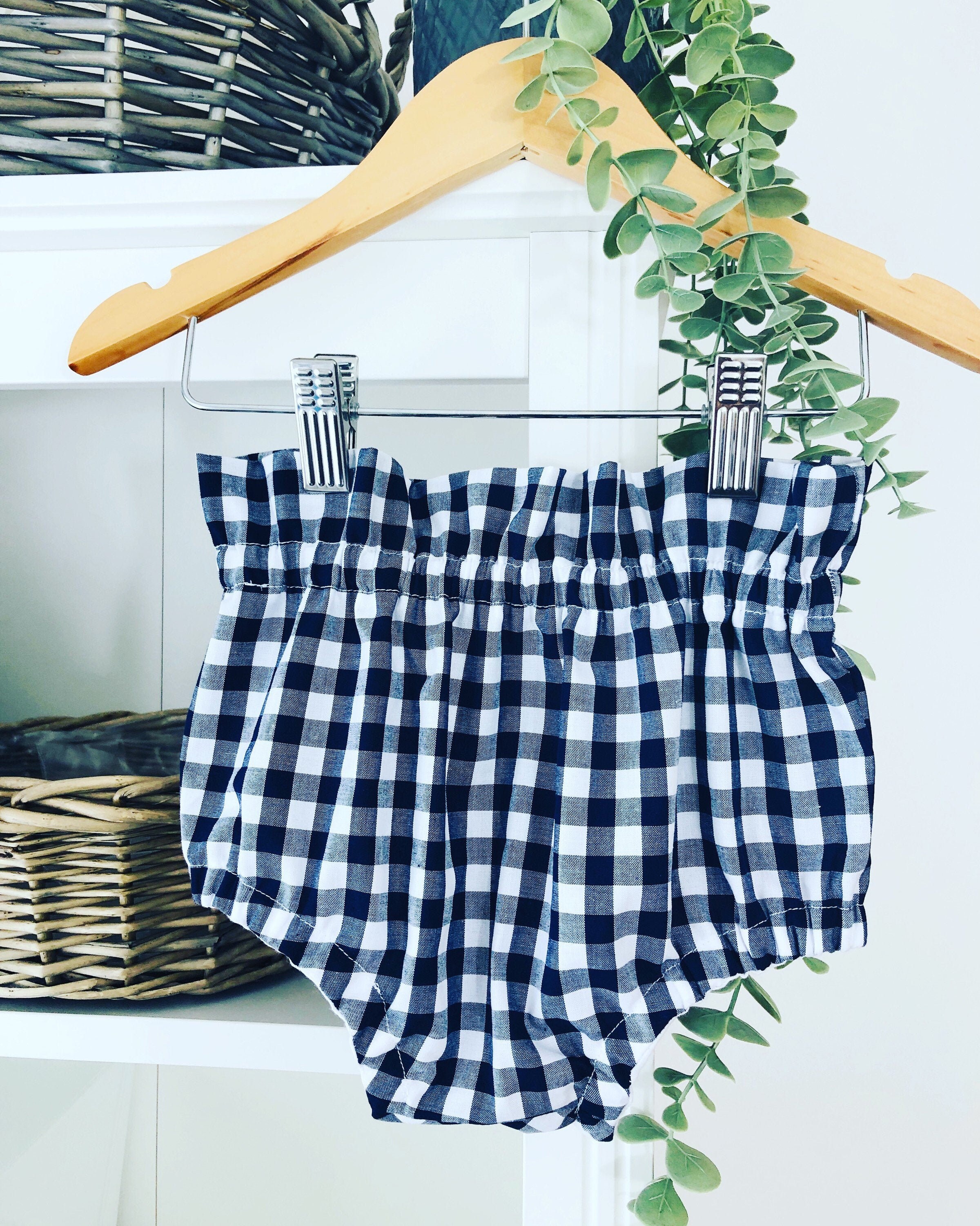 Navy Gingham Baby Bloomers Baby Girl Handmade Bloomers Baby Etsy